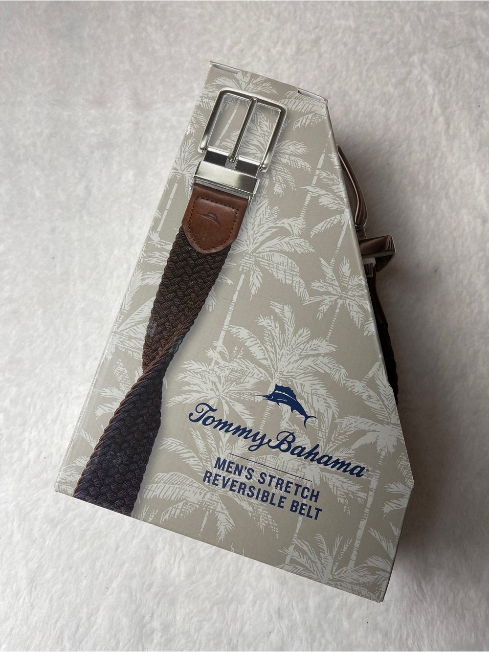 Tommy Bahama Brown Woven Men’s Belt with Silver Buckle Size L